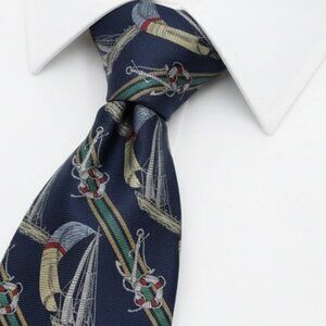 Nautica Silk Tie Vintage 1990's Sailing Yacht Racing Regatta Boat Hand Finished